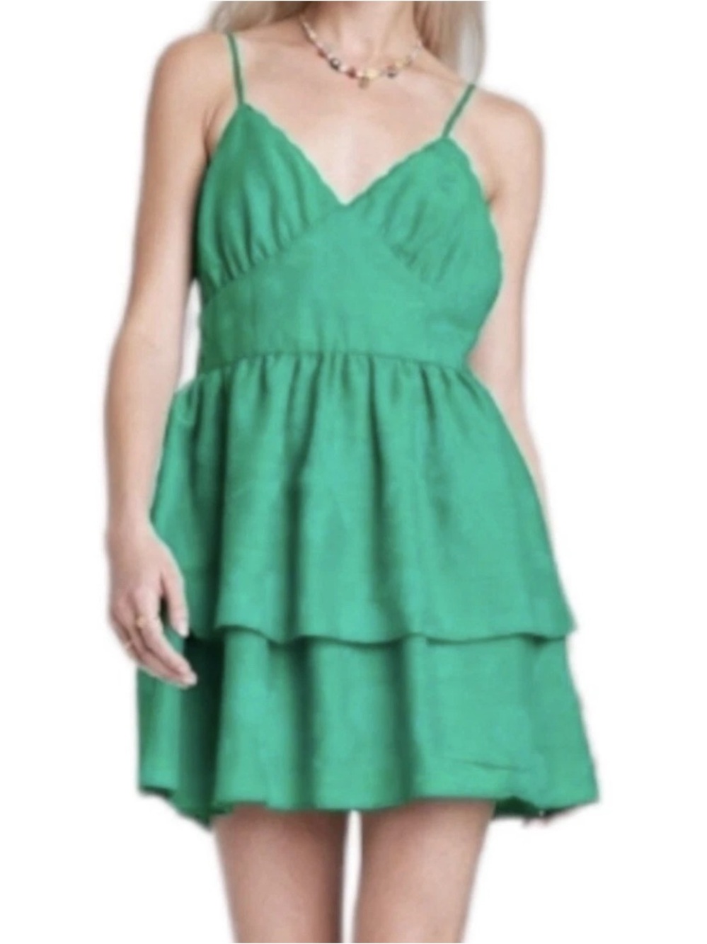 Wild Fable Green Tiered Floral Babydoll Mini Dress Size XL NWT!